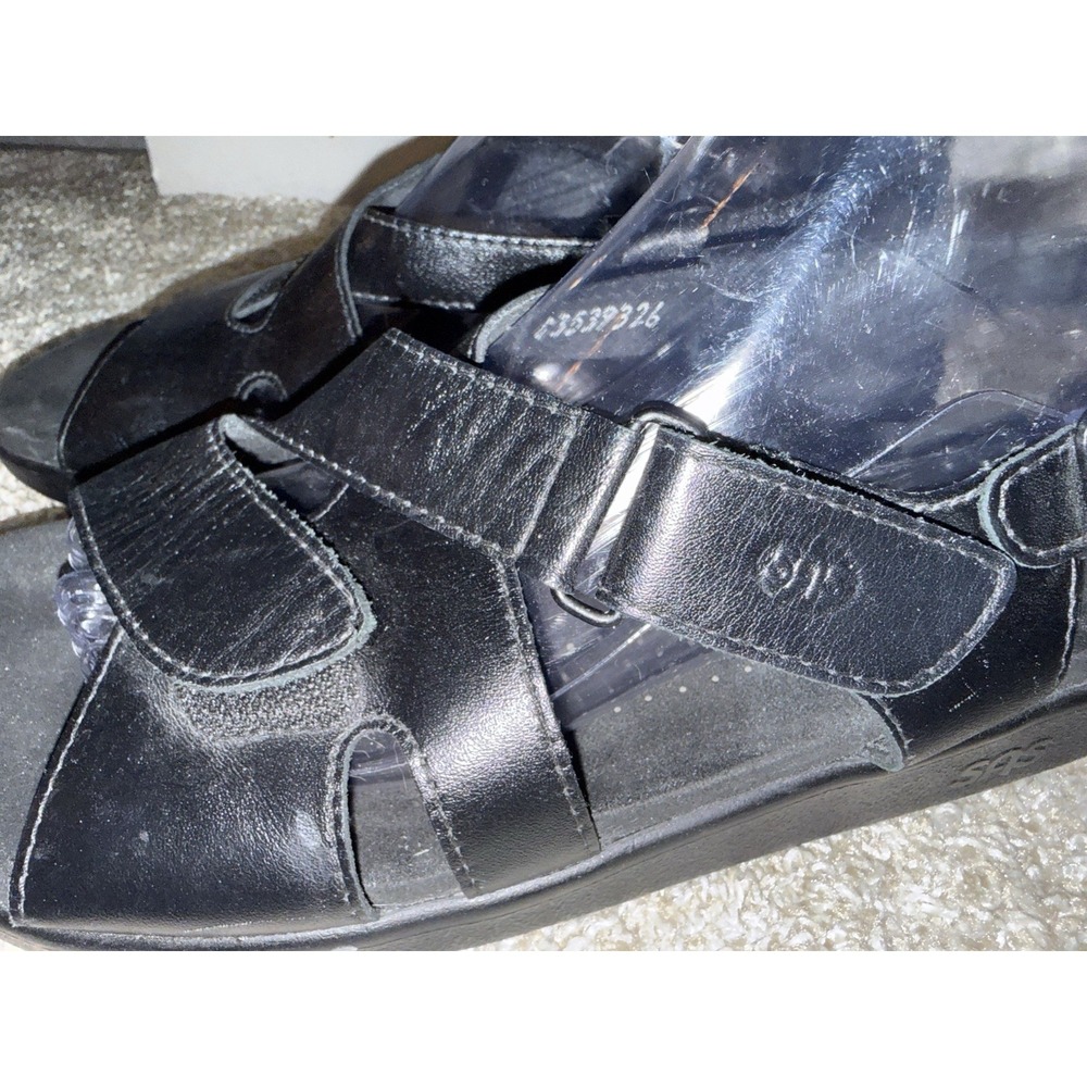 SAS Huggy Sandals Shoes Women's 10 M Black Leather Strappy Tripad Comfort EUC - Picture 8 of 11